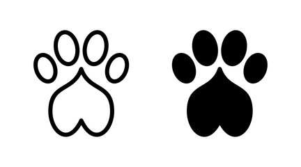 Paw icon set vector. paw print sign and symbol. dog or cat paw