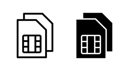 Sim card icon set vector. dual sim card sign and symbol