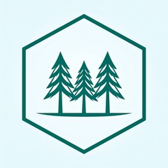 Fototapeta premium Evergreen forest badge logo icon vector minimalist nature symbol design template