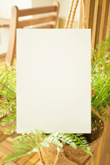 모던한 식물 장식과 카드 목업