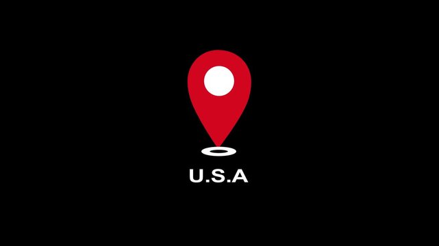 u.s.a. Place Highlight GPS location tracking icon, GPS Map symbol. Map pin icon animation with u.s.a. text. Travel Destination Concept