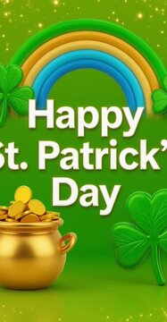 Happy St. Patrick&rsquo;s Day Green Greeting Banner Template with Copy Space