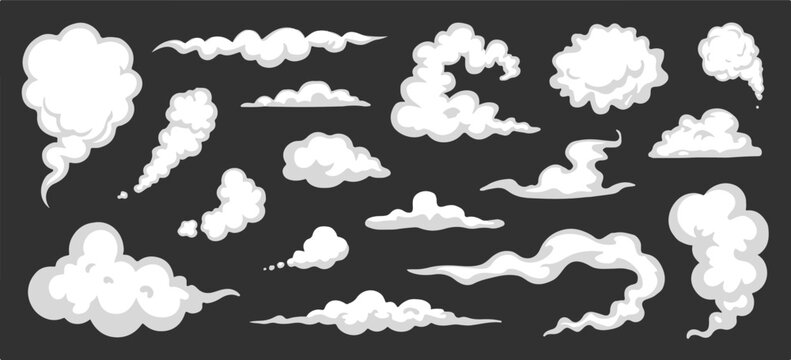 smoke cloud vector set stylized smoke and cloud illustrations