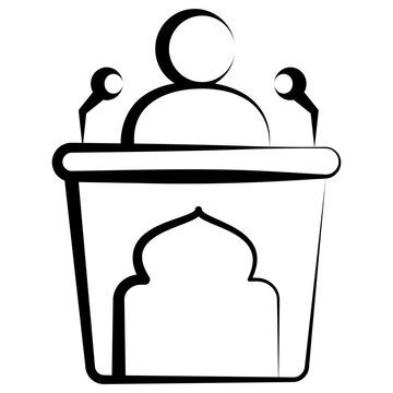 Sermon Outline Hand Drawn Icon, Mini Illustration For Modern Concept, Print, Ui, Ux Kit, Web And App Development. Vector Related To Ramadan, Eid Al-Fitr, Eid Al-Adha And More