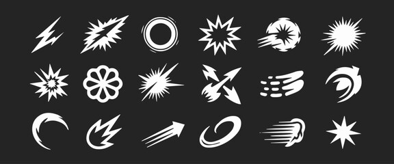 effect icon set explosion flame burst impact motion trail © AIcon Star