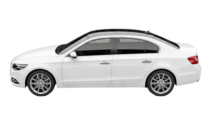 White sedan with sunroof and tinted windows