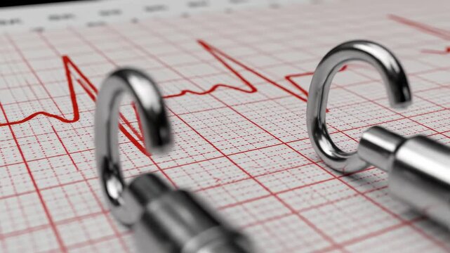 Heart rate graph with metal hooks