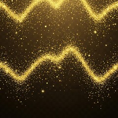 Fototapeta premium Golden Glitter Waves on Dark Background for Festive Designs.