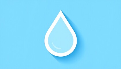 Minimalist water droplet icon isolated on light blue gradient background