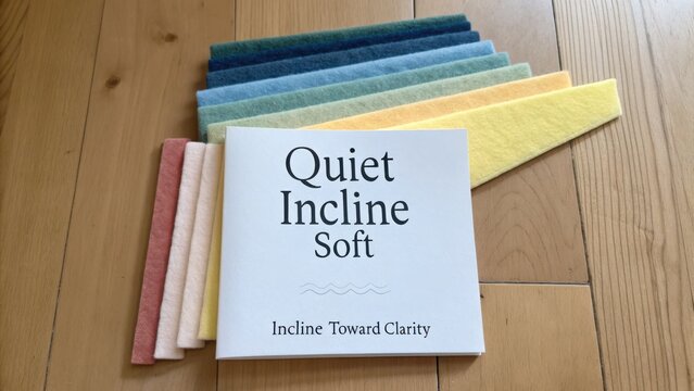 A Soft Color Palette with Felt Fabrics and a Book Titled Quiet Incline for Artistic Inspiration and Creative Projects