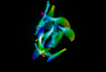 Light painting photograph. Effects created with lights in the dark. Abstract light shapes.