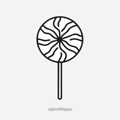 Simple vector illustration of a lollipop with swirl design on stick drawing  minimalist