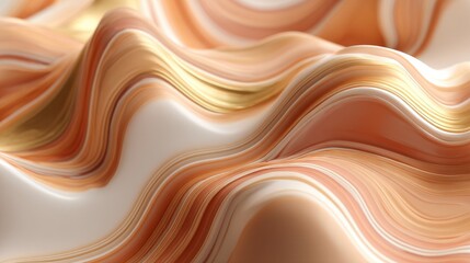 Obraz premium Abstract Waves of Soft Coral and Cream with Golden Highlights Creating a Flowing and Dreamy Textured Background