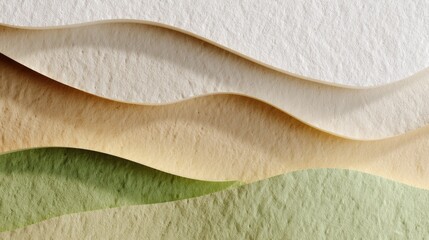 Obraz premium Abstract Layers of Textured Paper in Warm Tones with Undulating Waves and Soft Gradients for Creative Design Projects