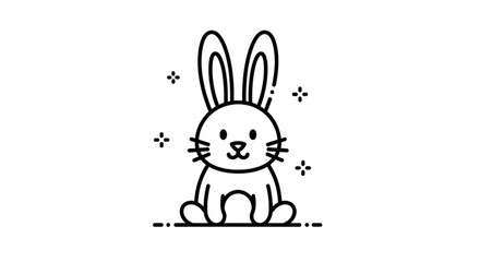 Obraz premium Cute cartoon bunny sitting with sparkles around it on white
