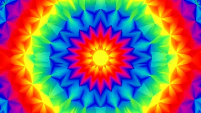 Vibrant Rainbow Kaleidoscope Abstract Background Pattern.