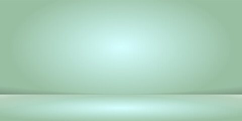 Empty studio background with smooth gradient transition from light to green tones. Professional minimalist backdrop surface for product photography, digital compositions or presentation mockup. © devi