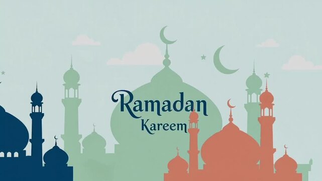 Ramadan Kareem Mosque Silhouette Islamic Background.