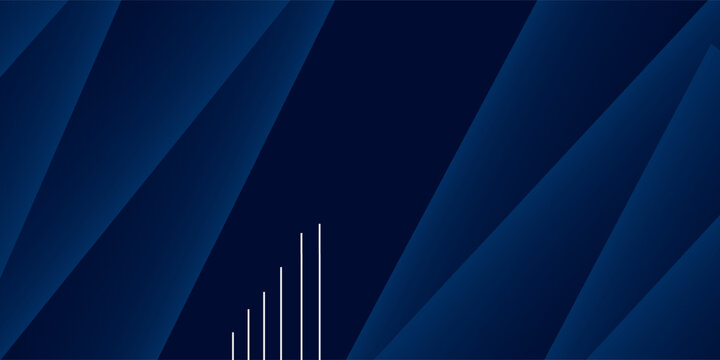 Abstract dark blue gradient horizontal banner background with overlay geometric triangle shapes and glowing line. Modern paper cut texture design with space for text. Suit for poster, cover, header