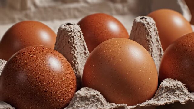 Brown eggs in a carton