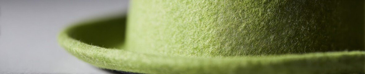 Green Felt Leprechaun Hat Close Up for St Patricks Day Festival Parade Showcasing Soft Texture Fabric Detail for Retail Catalog and Seasonal Commercial Advertising