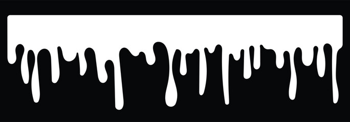 Flowing liquid dripping from above. Hand drawn liquid paint drops on an isolated background. Flowing, spilling, dripping. eps 10