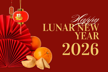 Naklejka premium Red decorations bring luck and joy for Lunar New Year