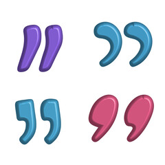 Obraz premium 3D Quotation Marks Icons Set Colorful Punctuation Symbols Transparent Background