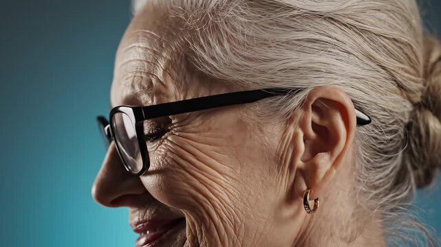 Closeup of an elderly womans face