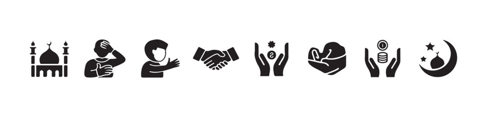 Obraz premium Islamic symbols and icons depicting prayer charity faith and community traditions