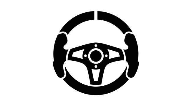 Steering Wheel Hands Icon &ndash; Driving Control Automotive Safety Symbol Minimal Design