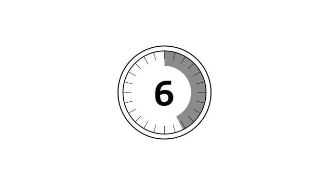Countdown 11 second timer animation. Circle timer clock animation. Stopwatch timer clock.