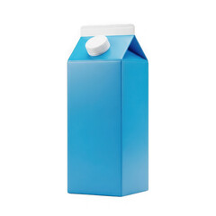 Blue milk carton with white cap isolated on transparent background