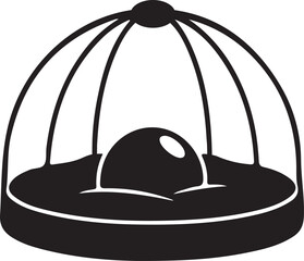 Fototapeta premium Graphic silhouette illustration featuring a closed birdcage securely housing a single, prominent egg within its protective confines, symbolizing potential