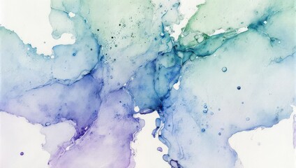 Abstract watercolor swirls in pale blues, greens, and purples