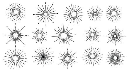 Obraz premium Collection of modern starburst line art designs and graphics