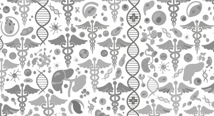 A modern pattern featuring medical symbols evokes professionalism and trust, ideal for healthcare marketing materials.