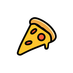 A triangular slice of cheesy pizza with pepperoni toppings, melting cheese, against a black backdrop