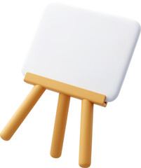 3D Vector Blank presentation board on a wooden easel, Represents presentation, Teaching, Planning, Education, Training and Creative workspace concept.