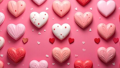 Sweet Valentine Heart Candies Pattern Background Design.