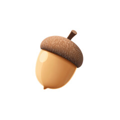 Digitally rendered acorn with a textured cap and smooth body, set against a stark black background