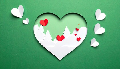 Creative papercraft heart design with layered elements and red hearts.