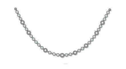 Fototapeta premium Elegant rhinestone chain gracefully isolated on a pure white background, showcasing sparkling gems in a delicate pattern