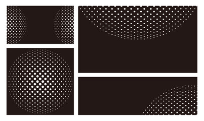 Abstract Monochrome Background Set With Dotted Patterns Isolated On A Dark Background. Vector Illustration.