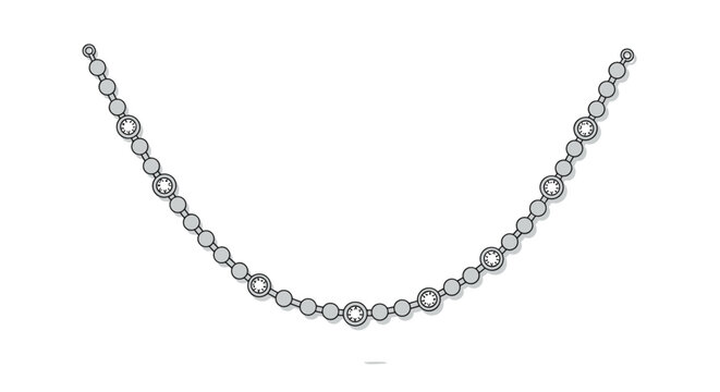 Elegant rhinestone chain gracefully isolated on a pure white background, showcasing sparkling gems in a delicate pattern