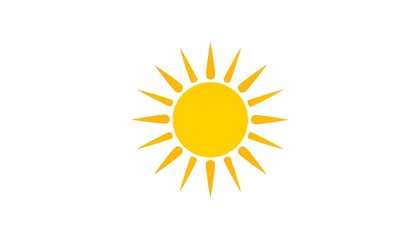 Fototapeta premium A stylized sun illustration with radiating yellow rays on white background