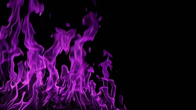 Purple flames on black background loop