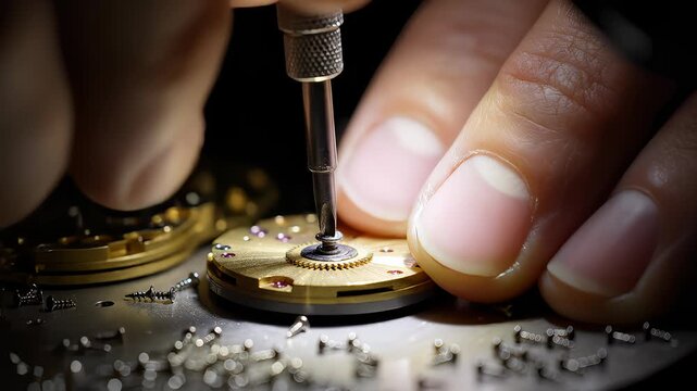 Watchmaker Assembles Intricate Watch Movement With Precision Tools