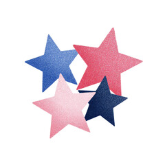 Obraz premium Four overlapping stars in shades of blue and pink, set against a stark black background