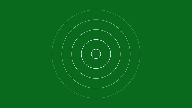 Abstract radio wave signal animation, futuristic looping radar circles, glowing electric pulses, minimal tech background, on green screen alpha, seamless wireless communication motion